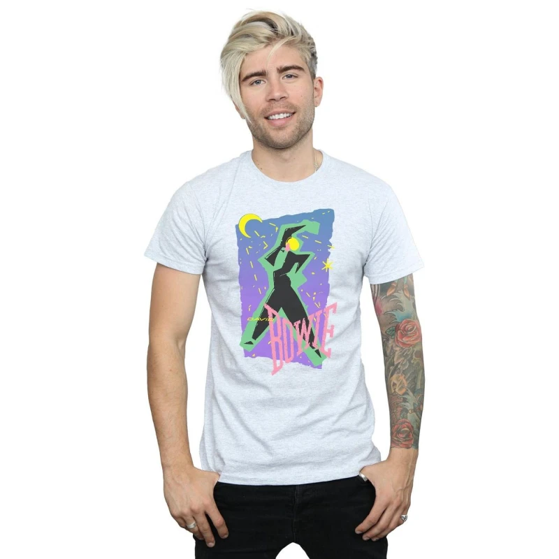 Image of David Bowie David Bowie Men Moonlight Dance T-Shirt in Grey Size: Small Grey S Male 5057981571178
