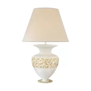 Image of Anfora Fabric Table Lamp With Round Tapered Shade White