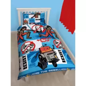 Image of Disney Star Wars Childrens Boys Title Reversible Duvet Cover Bedding Set (Single & Double) (Single Bed) (White/Blue)