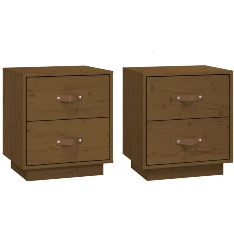 Image of Vidaxl Bedside Cabinets 2 Pcs Honey Brown 40X34X45cm Solid Wood Pine, Brown 818332