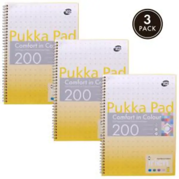 Image of NOTFOUND Pukka Pads Irlen Jotta A4 Wirebound 200 Gold Perforated Pages Paper Tinted Ruling With Margin (Pack 3) - IRLJOTA4(GOLD) IRLJOTA4(GOLD)