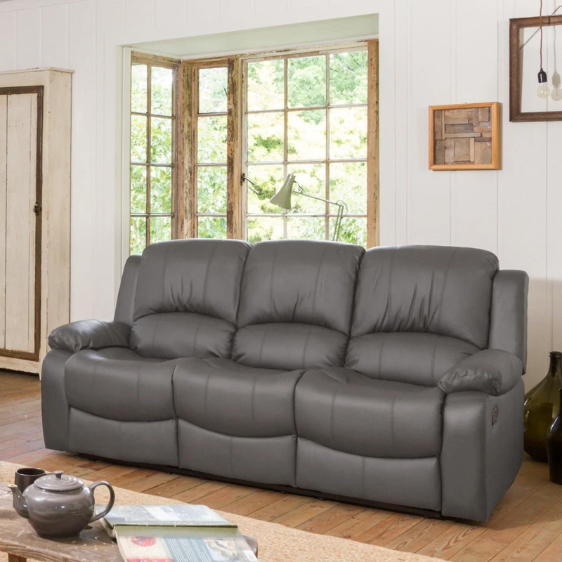Image of Artemis Home Glendale 3 Seat Manual Recliner Sofa in Grey Grey Unisex