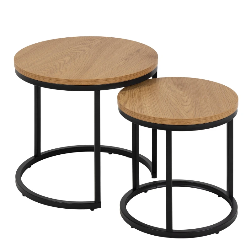 Image of Furniture To Go Spiro Round Nest of Tables in Oak in Light Oak Light Oak Unisex