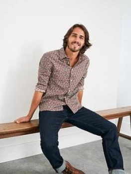 Image of White Stuff Retro Flower Print Shirt - Red, Size S, Men