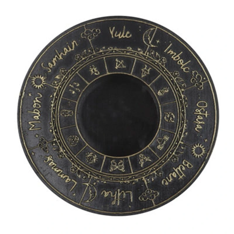 Image of Something Different Something Different Wheel Of The Year Tea Light Holder in Black One Size Unisex 5063806044949