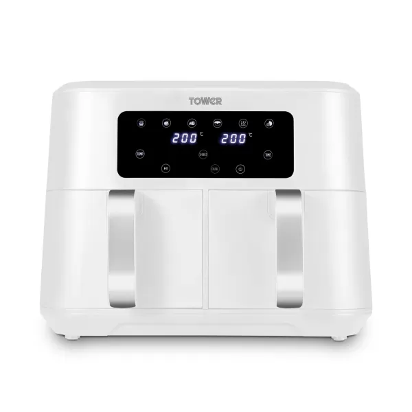 Image of Tower Vortx T17137WHT 2400W 8.5L Dual Basket Air Fryer