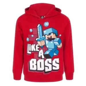 Image of Minecraft Boys Like A Boss Hoodie (5-6 Years) (Red/Blue/White)