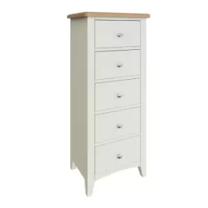 Image of Kettle Interiors Two Tone Oak & White 5 Drawer Narrow Chest