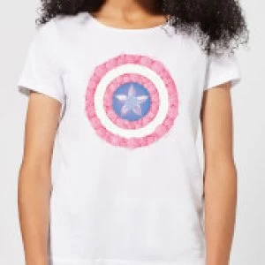 Image of Marvel Captain America Flower Shield Womens T-Shirt - White - M