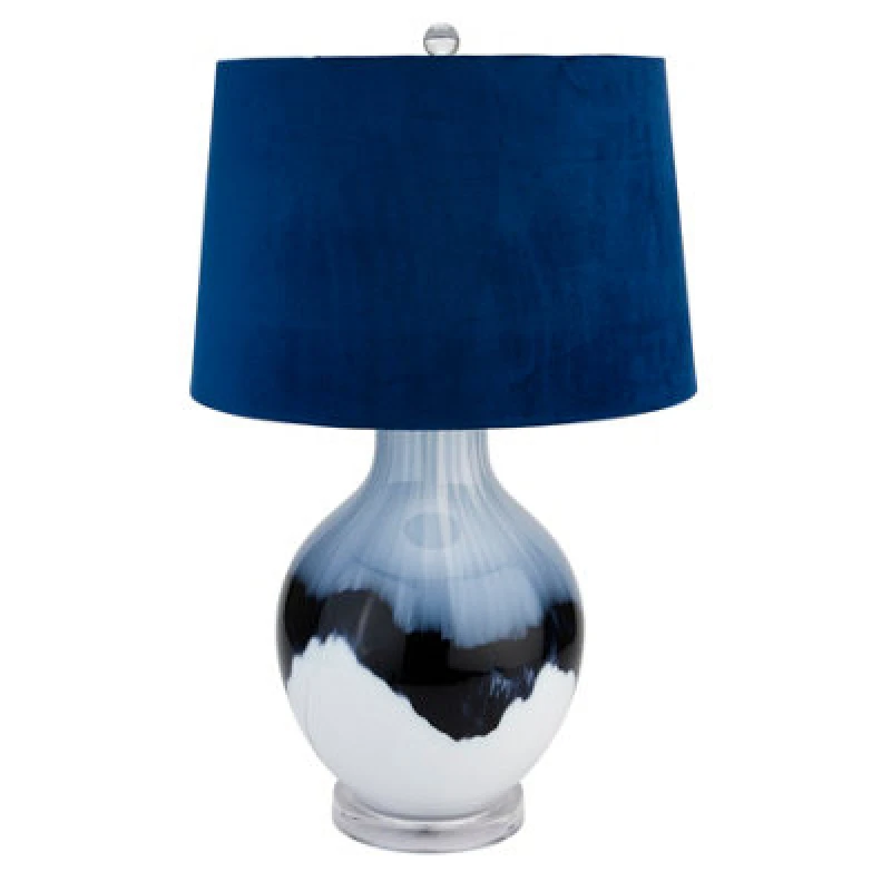 Image of Love Lace Ice Shadows Table Lamp With Navy Blue Lampshade White