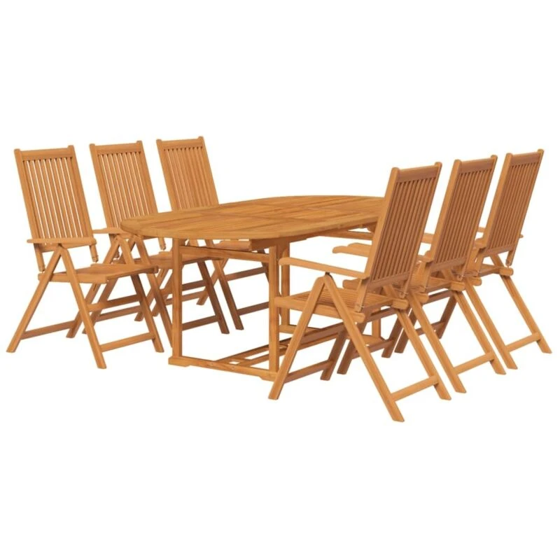 Image of vidaXL 7 Piece Outdoor Dining Set Wood with Extendable Table Folding Chair