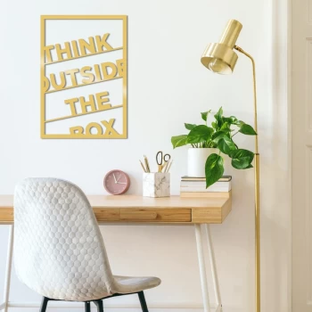 Image of Th?nk Outs?de The Box Metal Decor - Gold Gold Decorative Metal Wall Accessory