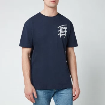 Image of Tommy Jeans Mens Repeat Script Logo T-Shirt - Twilight Navy - XL