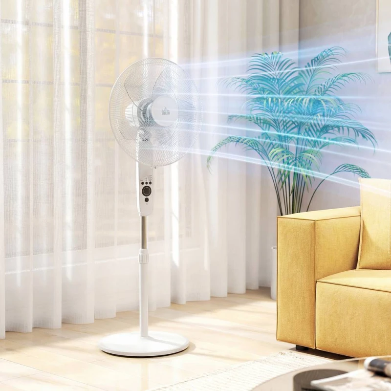 Image of HOMCOM 18" Pedestal Fan with Sleep Mode, Oscillating Standing Fan, White White Unisex