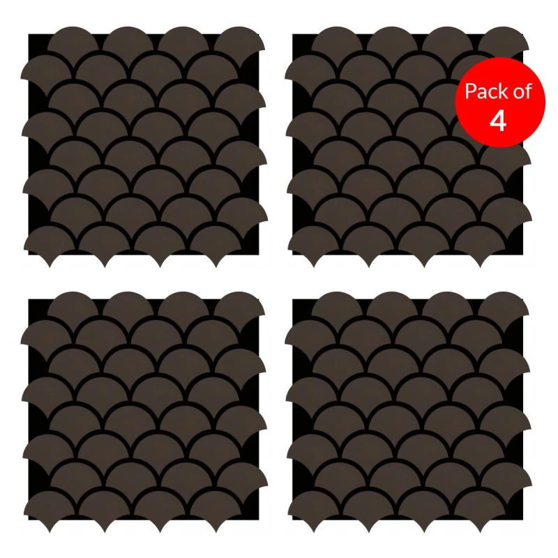 Image of ENER-J Modern Fish Scale Pattern Acoustic Wall Panel PET MDF Size 640 x 665mm (Pack of 4) in Brown Brown Unisex