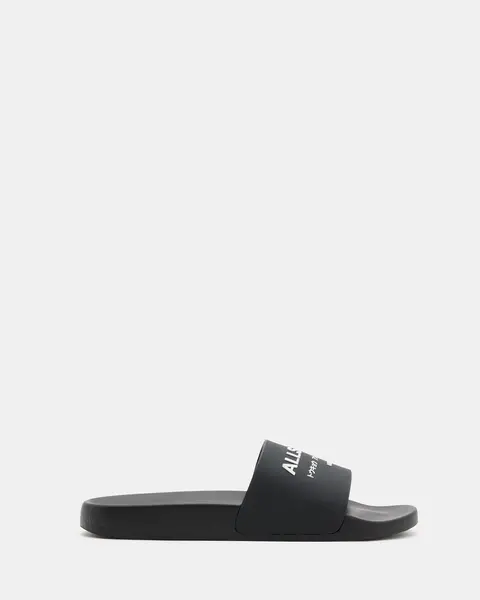 Image of AllSaints Underground Logo Slip On Sliders