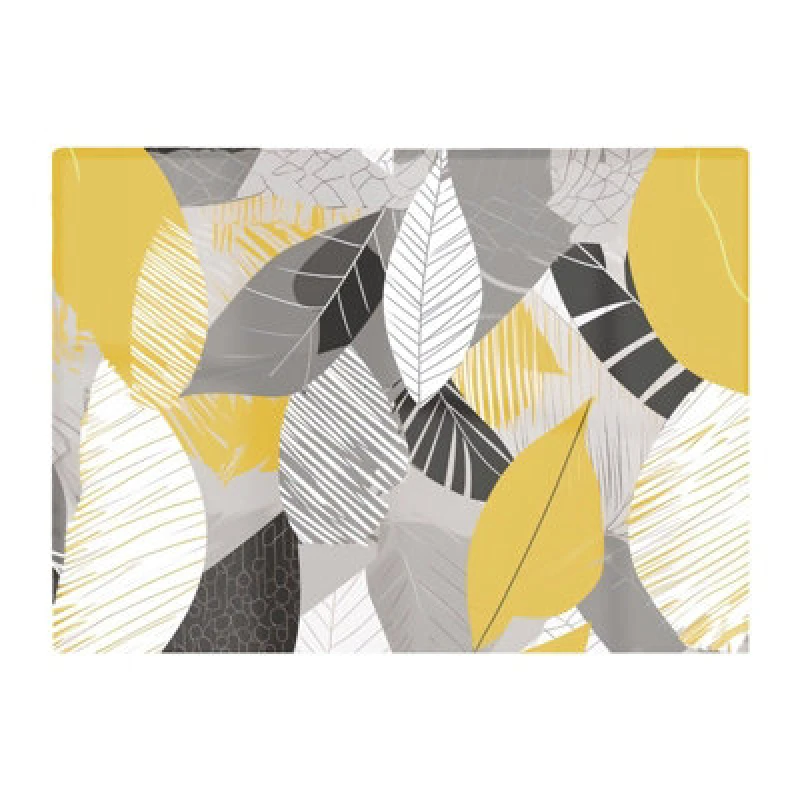 Image of Warren Reed Designer Grey Yellow Autumn Leaves Glass Chopping Board
