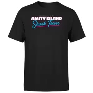 Image of Jaws Amity Island Shark Tour Mens T-Shirt - Black - S