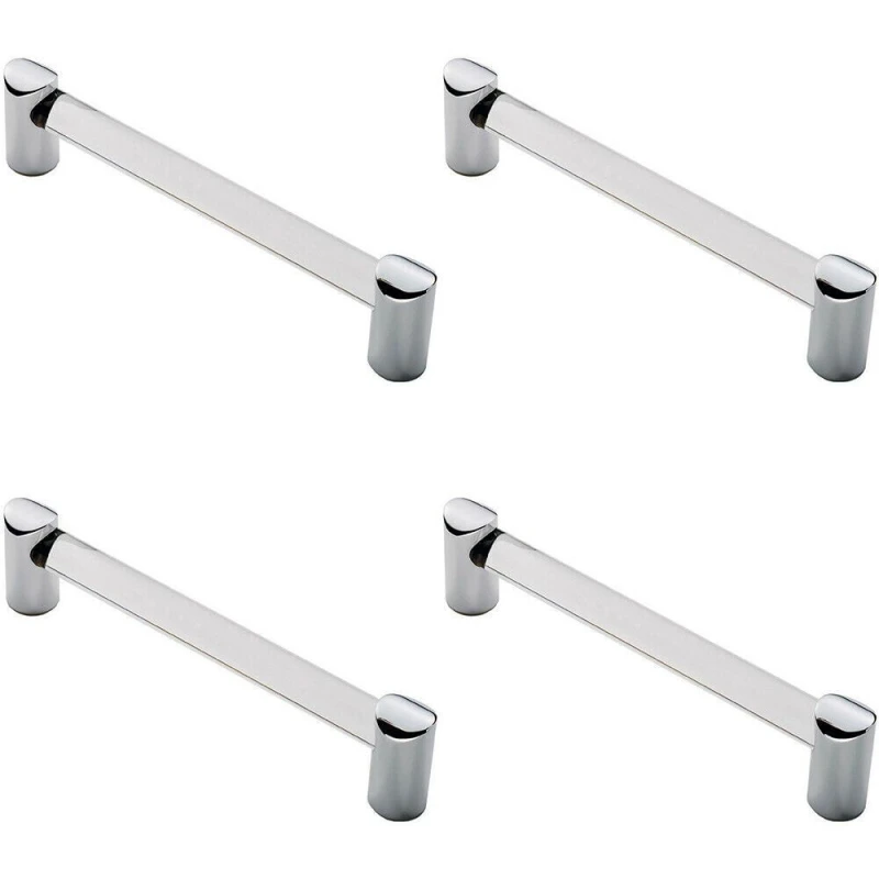 Image of Loops 4x Round Tube Pull Handle 180 x 16mm 160mm Fixing Centres Clear & Chrome Multi unisex