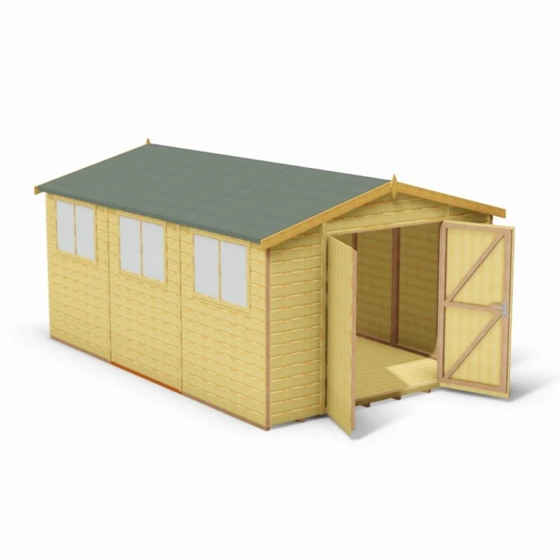 Image of Shires Workspace DD Tongue & Groove Garden Shed Workshop Approx 10x15 Feet in Brown Brown Unisex