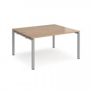 Image of Adapt II Back to Back Desk s 1400mm x 1200mm - Silver Frame Beech top