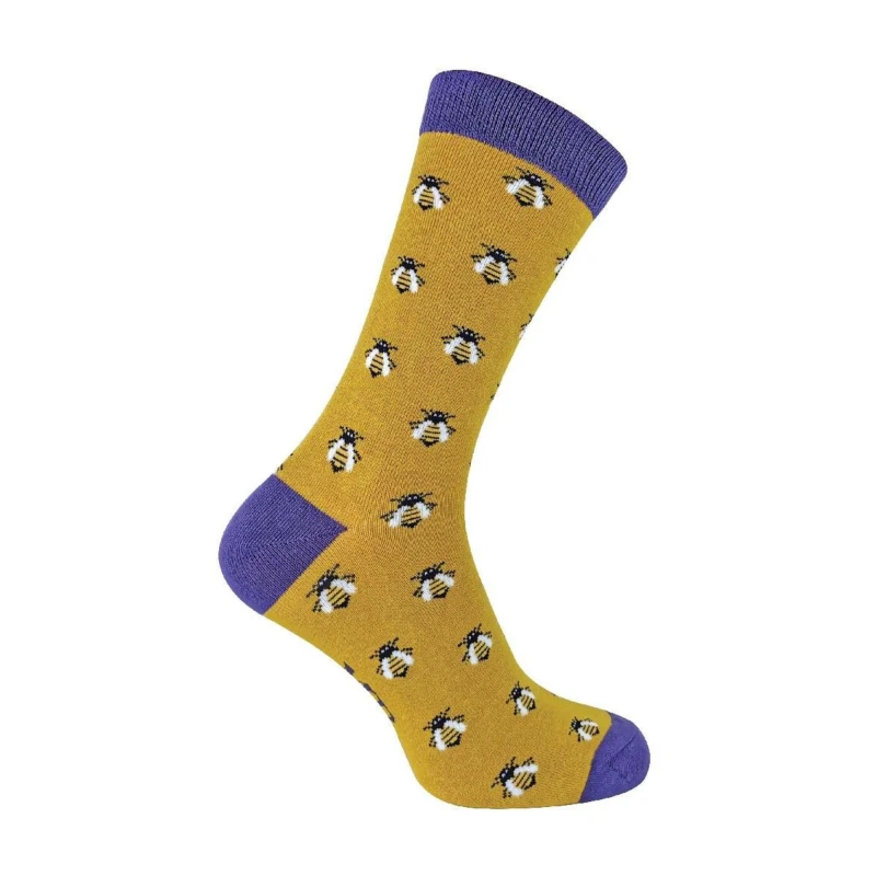 Image of Mr Heron Mr Heron Men Animal Patterned Soft Breathable Bamboo Novelty Socks in Bright Yellow Size: 6-11 Bright Yellow 6-11 Male 5019041191627