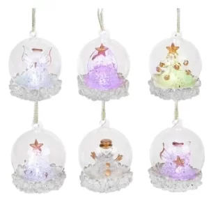 Image of Glass Art LED Silver Bauble Small (One Random Supplied)