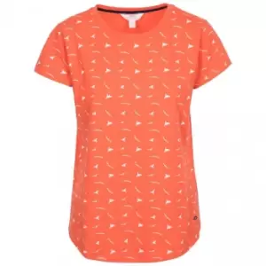 Image of Trespass Womens Carolyn Short Sleeved Patterned T Shirt (XS) (Peach Birds)