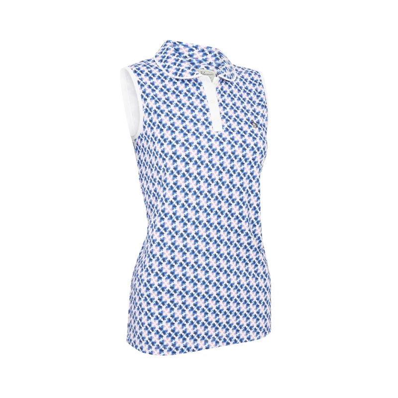 Image of Original Penguin Golf Womens Parrot Geo Short-Sleeve Performance Polo Shirt Bright White female 8 (XS)