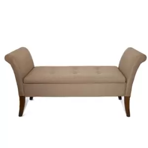 Image of FWStyle Storage Window Seat In Brown Linen Fabric
