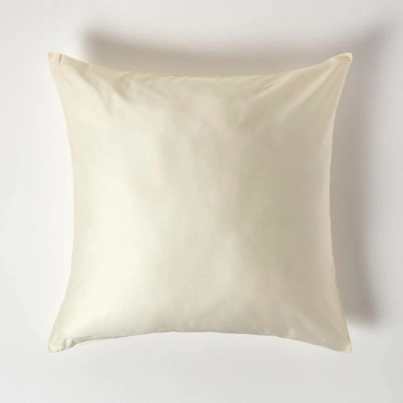 Image of Homescapes Organic Cotton Continental Pillowcase 400 TC, 60 x 60cm Cream