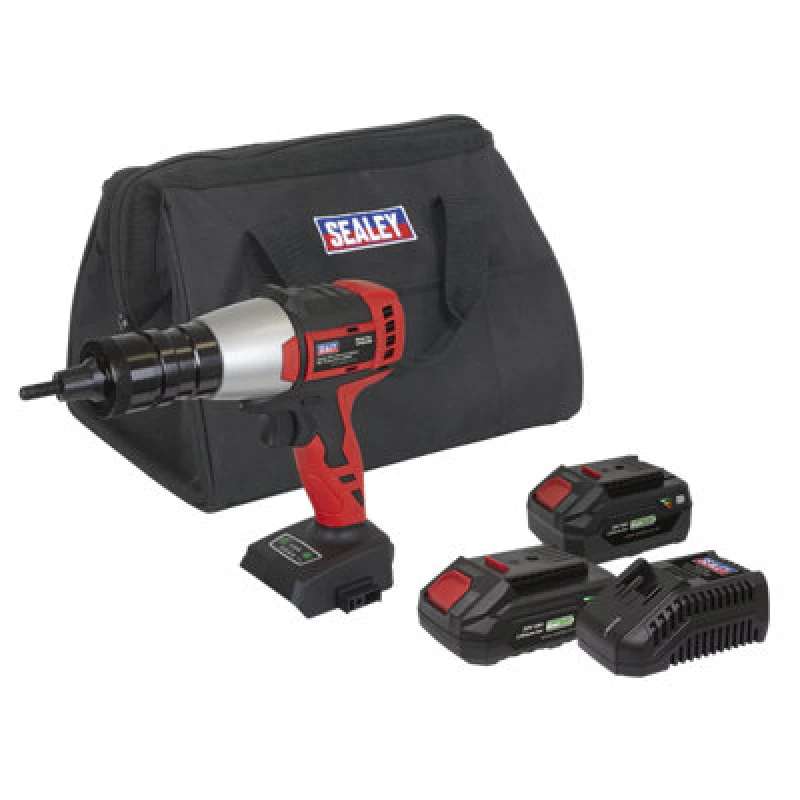 Image of Sealey CP20VNR 20v Cordless Brushless Nut Riveter CP20VNRKIT Batteries: 1 x 2ah & 1 x 4ah Li-ion
