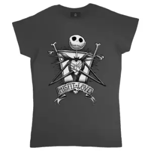 Image of Nightmare Before Christmas Womens/Ladies Misfit Love Fitted T-Shirt (S) (Charcoal Grey/White)
