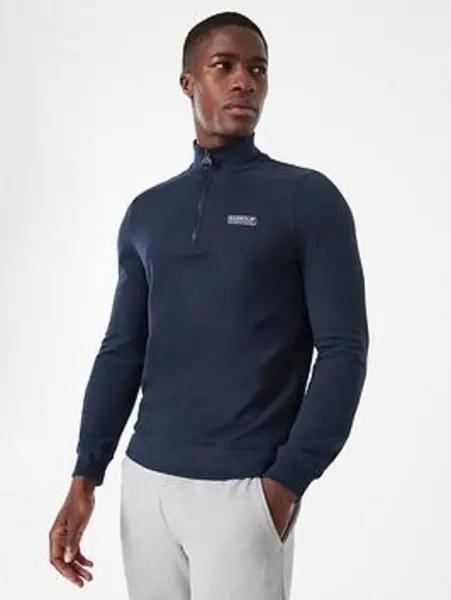 Image of Barbour International International Essential Logo 1/4 Zip Sweat Top - Navy, Navy Size XL Men