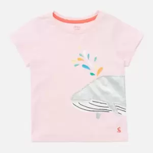 Image of Joules Kids Shorts Sleeve 2 Way Sequin Artwork T-Shirt - Pink Whale - 7 Years