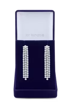 Image of Silver Plated Multi Row Crystal Tennis Earrings - Gift Boxed