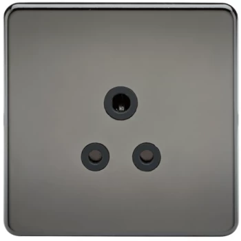 Image of KnightsBridge 1G 5A Screwless Black Nickel Round Pin 230V Unswitched Electrical Wall Socket - Black Insert