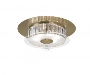 Image of Flush Ceiling Round 6 Light Antique Brass, Glass, Crystal