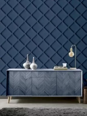 Image of Arthouse Wood Trellis Navy Wallpaper