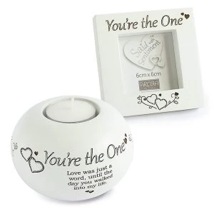 Image of Said with Sentiment Frame & Tea Light Holder Gift Sets You're The One