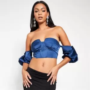 Image of I Saw It First Puff Sleeve Bardot Corset - Blue