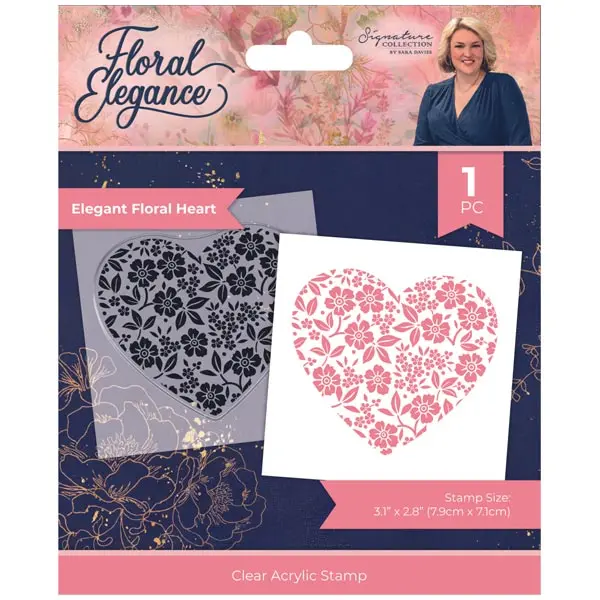 Image of Sara Davies Signature Collection 3.1x2.8" Clear Stamp Floral Elegance Elegant Floral Heart