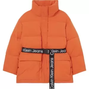 Image of Calvin Klein Jeans Soft Touch Belted Puffer - Orange