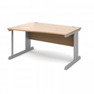 Image of Vivo Left Hand Wave Desk 1400mm - Silver Frame Beech Top