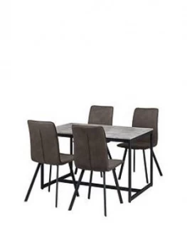 Image of Julian Bowen Staten 120 Cm Dining Table + 4 Monroe Chairs