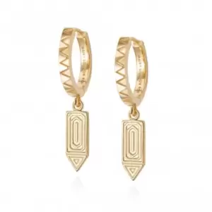Image of Artisan Drop Huggie 18ct Gold Plated Earrings NE07_GP