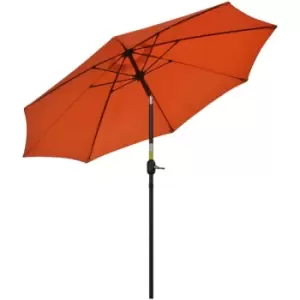 Image of 2.6M Patio Umbrella Outdoor Sunshade Canopy w/ Tilt and Crank Orange - Orange - Outsunny