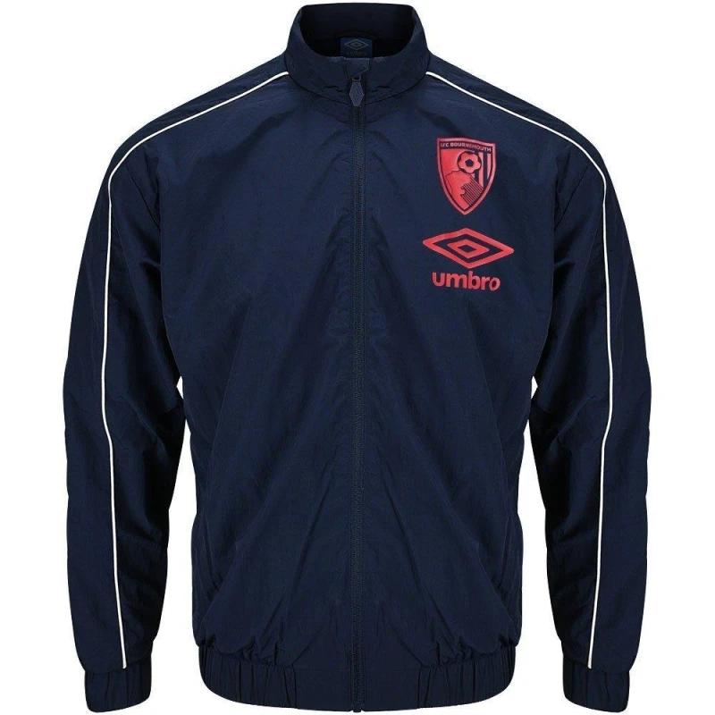 Image of Umbro Kids Travel Jacket Bournemouth 2025 2026 Long Sleeve Full Zip Licensed Rain Anorak Peacoat unisex JS
