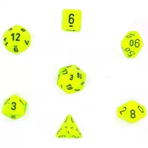 Image of Chessex Poly 7 Dice Set: Vortex Bright Green/black
