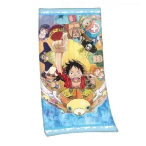 Image of One Piece Velour Towel Straw Hat Pirates 75 x 150 cm